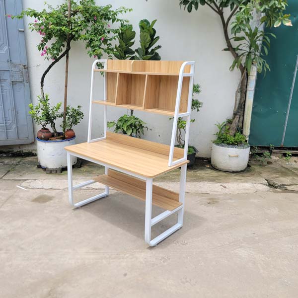 Bàn học giá sách khung sắt 1m, Kích thước 60x100x167cm, Sơn tĩnh điện